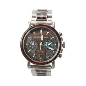 Original Grain x Taylor Mens S-Steel Ebony+Abalone Chronograph Quartz Watch 44mm